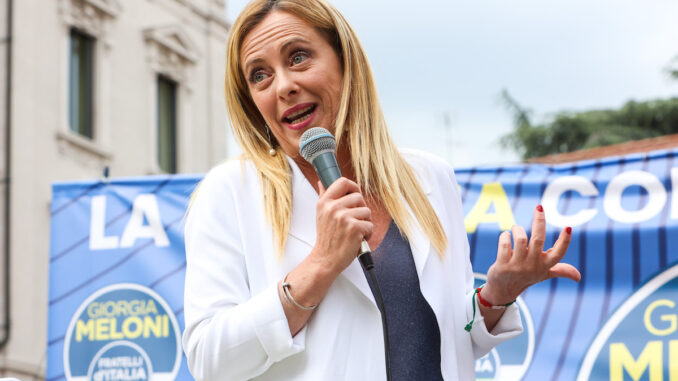 Giorgia Meloni, The Leader Of The Political Party Of Fratelli D'Italia Speaks In Monza meloni