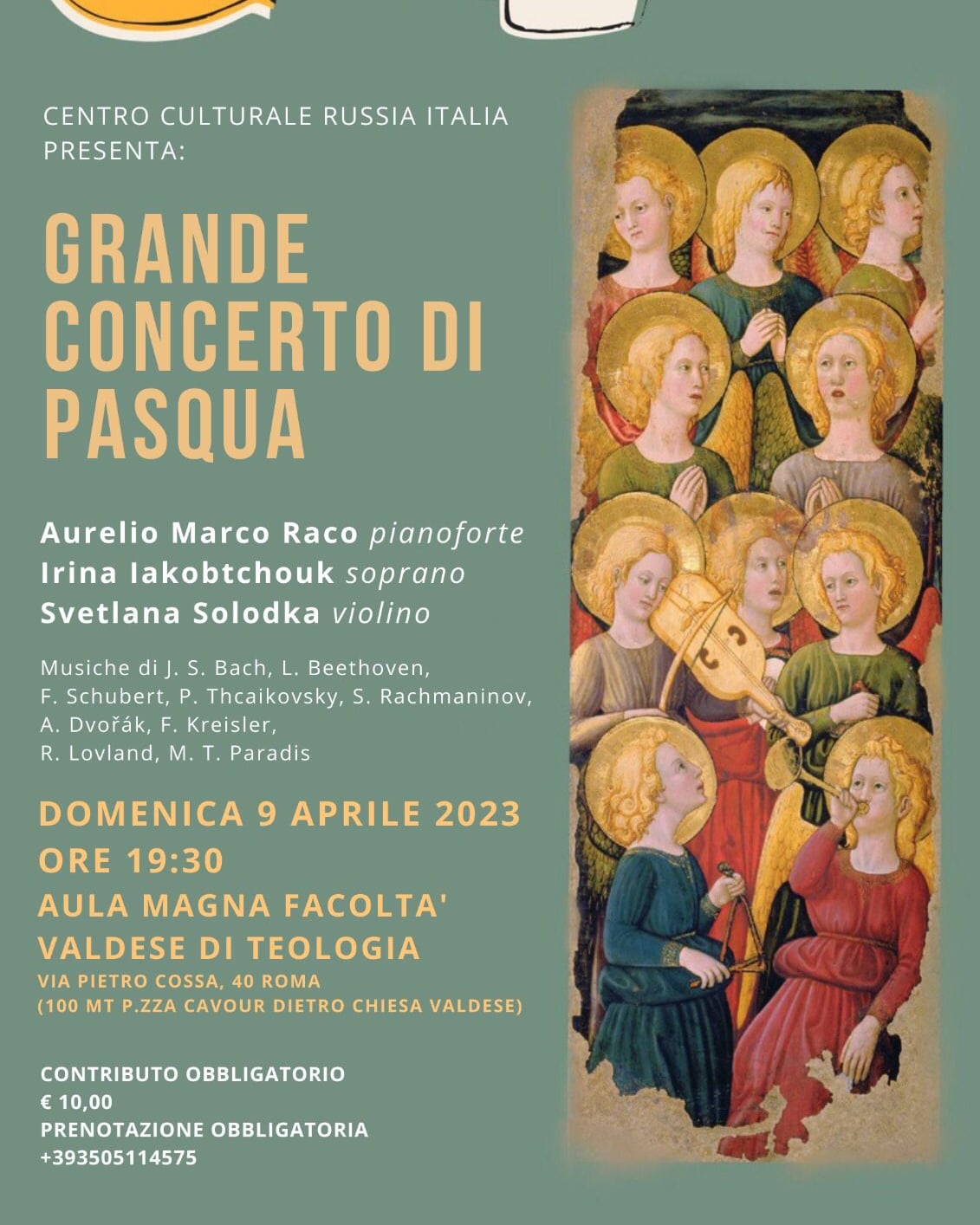 Concerto per la Pasqua, il 9 aprile all'aula magna facoltà valdese di teologia