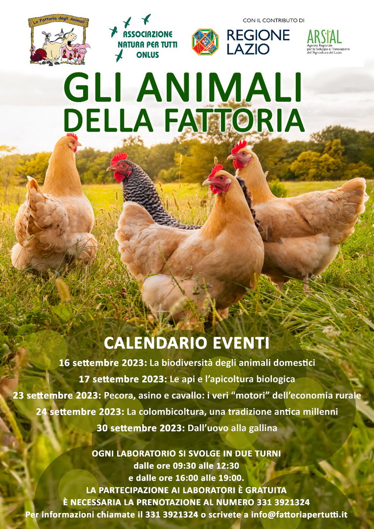Regione Lazio, al via il progetto Gli animali della fattoria: il calendario degli eventi