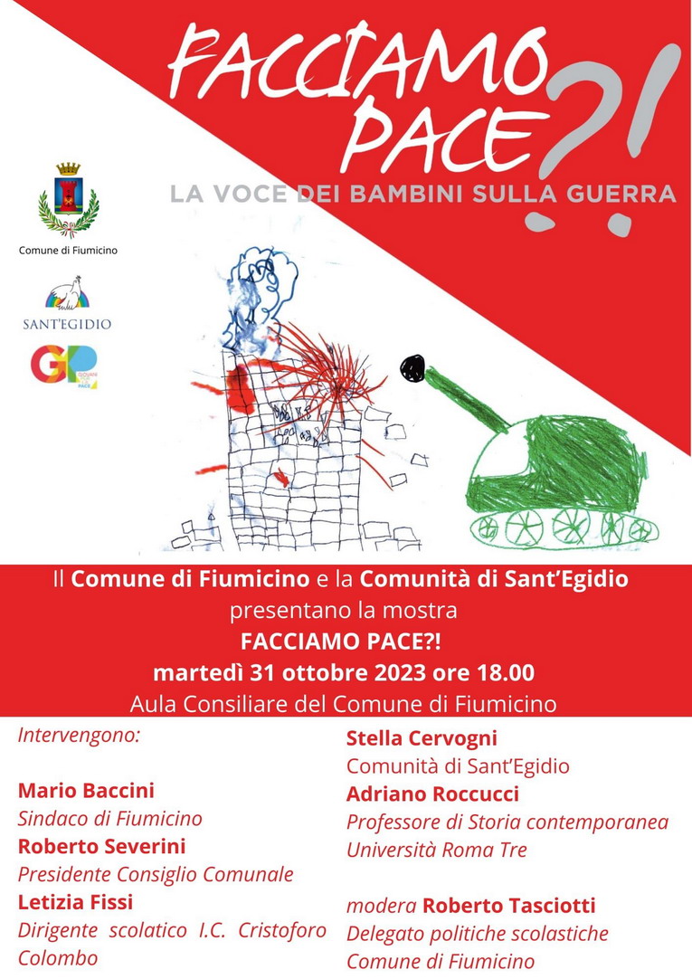 Fiumicino, il 31 ottobre inaugurazione della mostra "Facciamo pace?!"