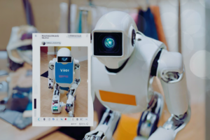 Robot che realizza un video con l'intelligenza artificiale