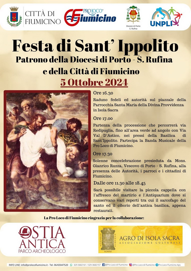Fiumicino, sabato 5 ottobre la celebrazione di S. Ippolito patrono della città