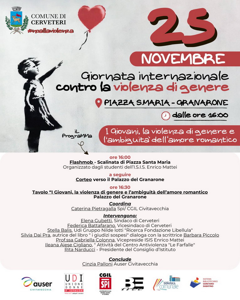 Giornata Internazionale per l’eliminazione della violenza sulle Donne: flash mob a Cerveteri