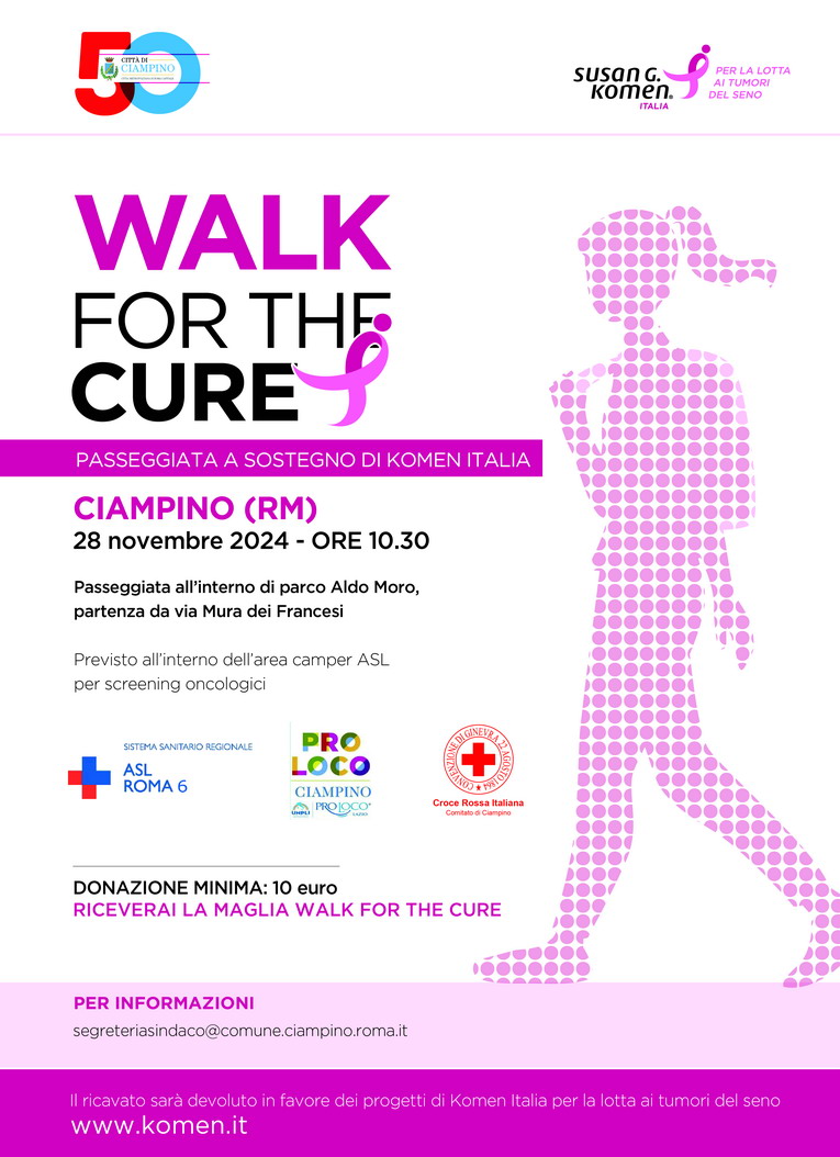 Salute e prevenzione, il 28 novembre torna a Ciampino la Walk for the cure 2024