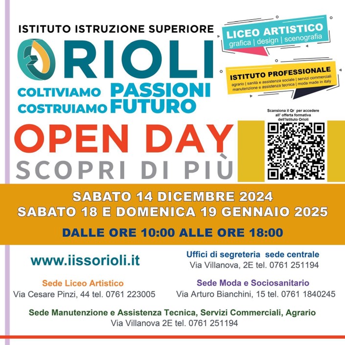 Viterbo, open day all'Istituto Francesco Orioli il prossimo 14 dicembre