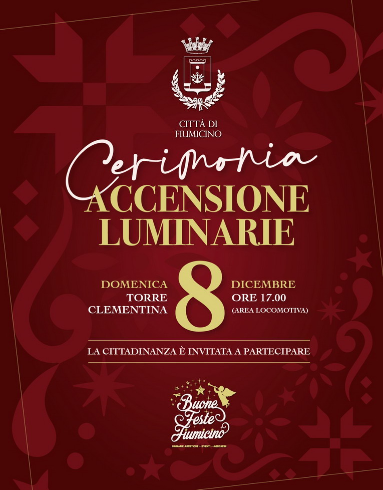 Fiumicino si illumina per il Natale: domenica 8 dicembre accensione delle luminarie