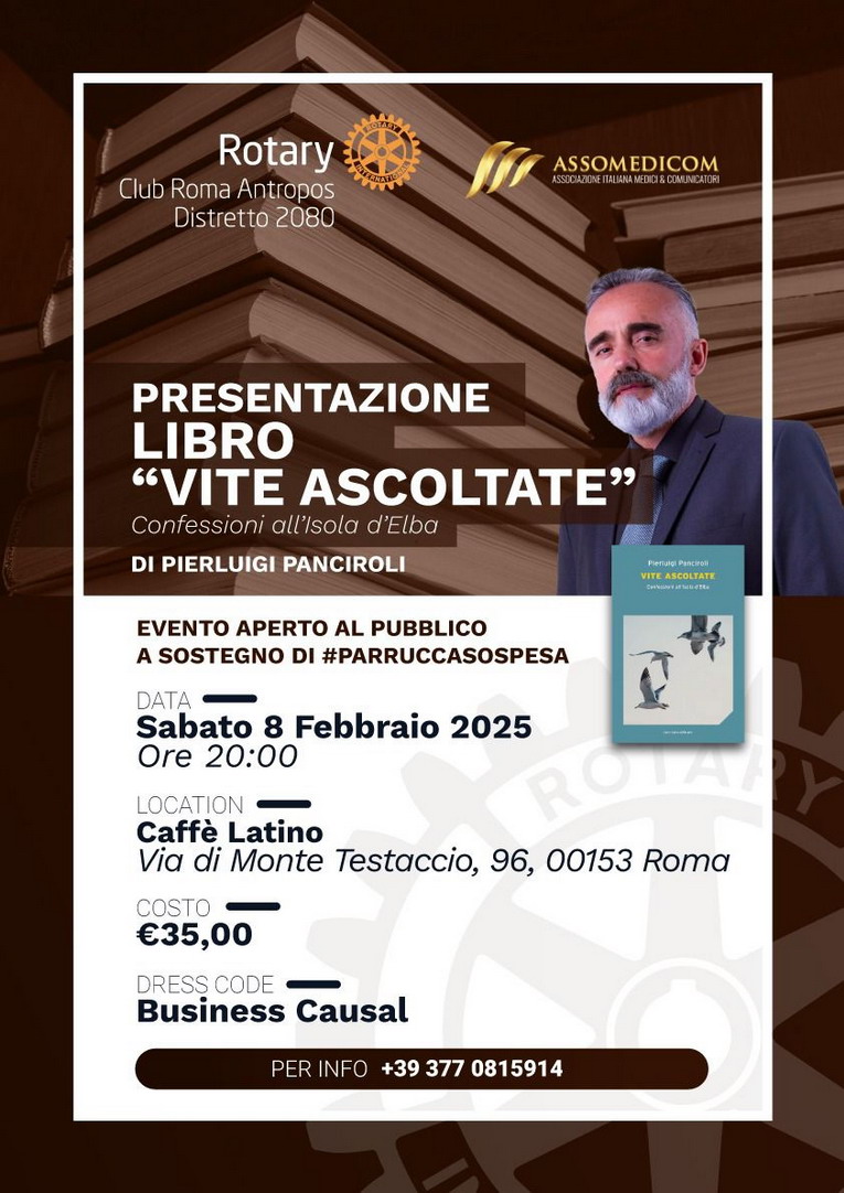 Vite Ascoltate: aperitivo con l'autore Pierluigi Panciroli per sostenere l'iniziativa "Parrucca Sospesa"
