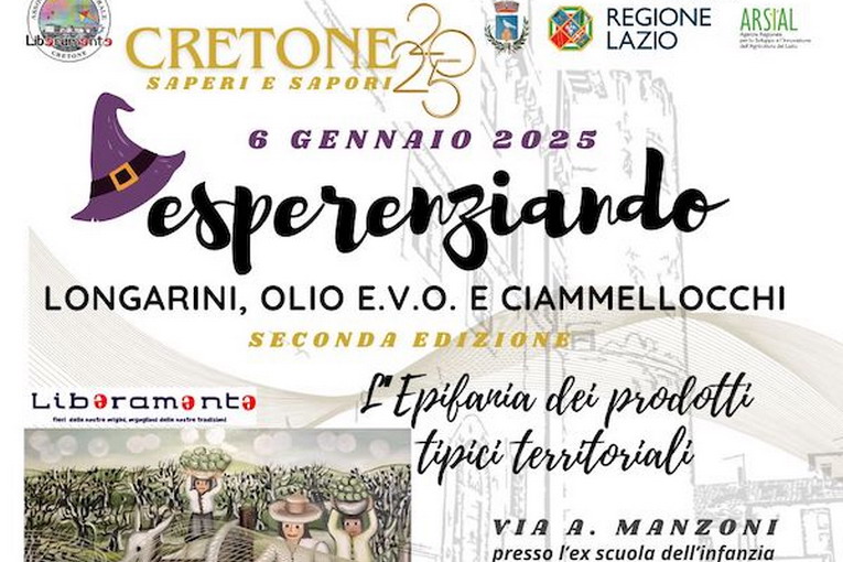 Cretone, Palombara Sabina, Esperenziando: Saperi e Sapori 2025, 6 gennaio Cretone, Palombara Sabina - Esperienziando - Saperi e Sapori 2025, l6 gennaio
