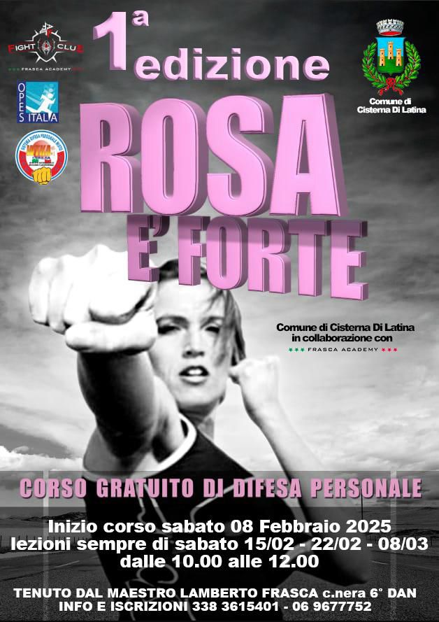 Cisterna di Latina, “Rosa è Forte”, un corso di difesa destinato alle donne: aperte le iscrizioni