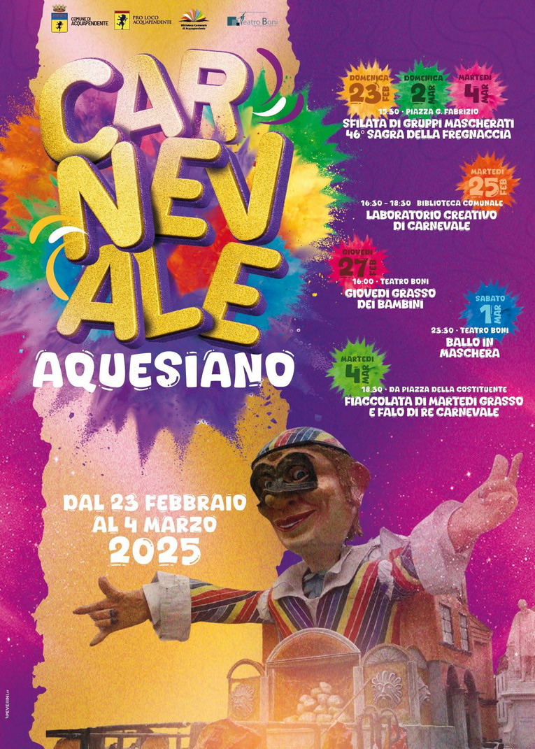Acquapendente, il programma dell'edizione 2025 del Carnevale Aquesiano