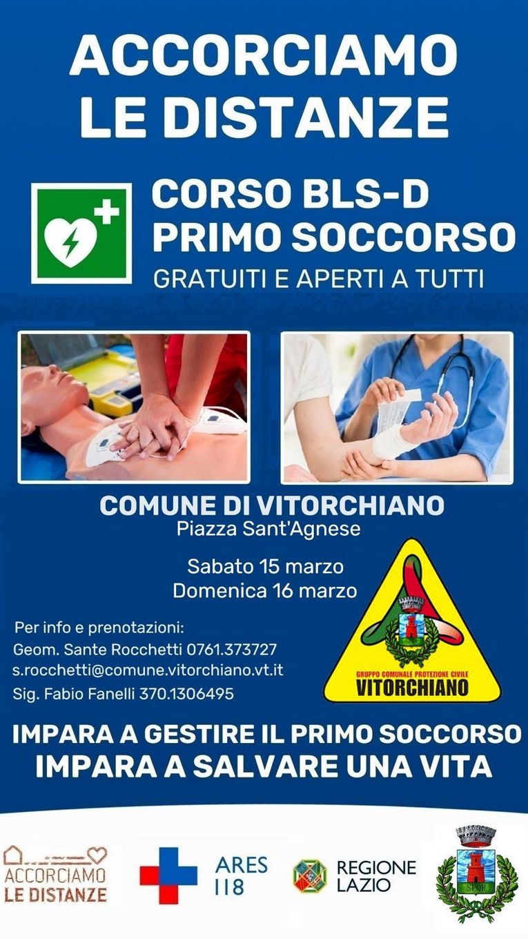 Vitorchiano, tornano i corsi di "Accorciamo le distanze" per uso dei defibrillatori e primo soccorso