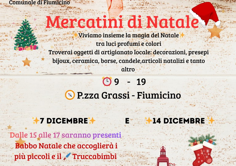 Fiumicino, Mercatino Natalizio 2025 promosso dall'associazione Arte nel cuore
